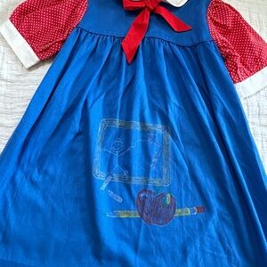 Blue and Red Dress with Chalkboard Design